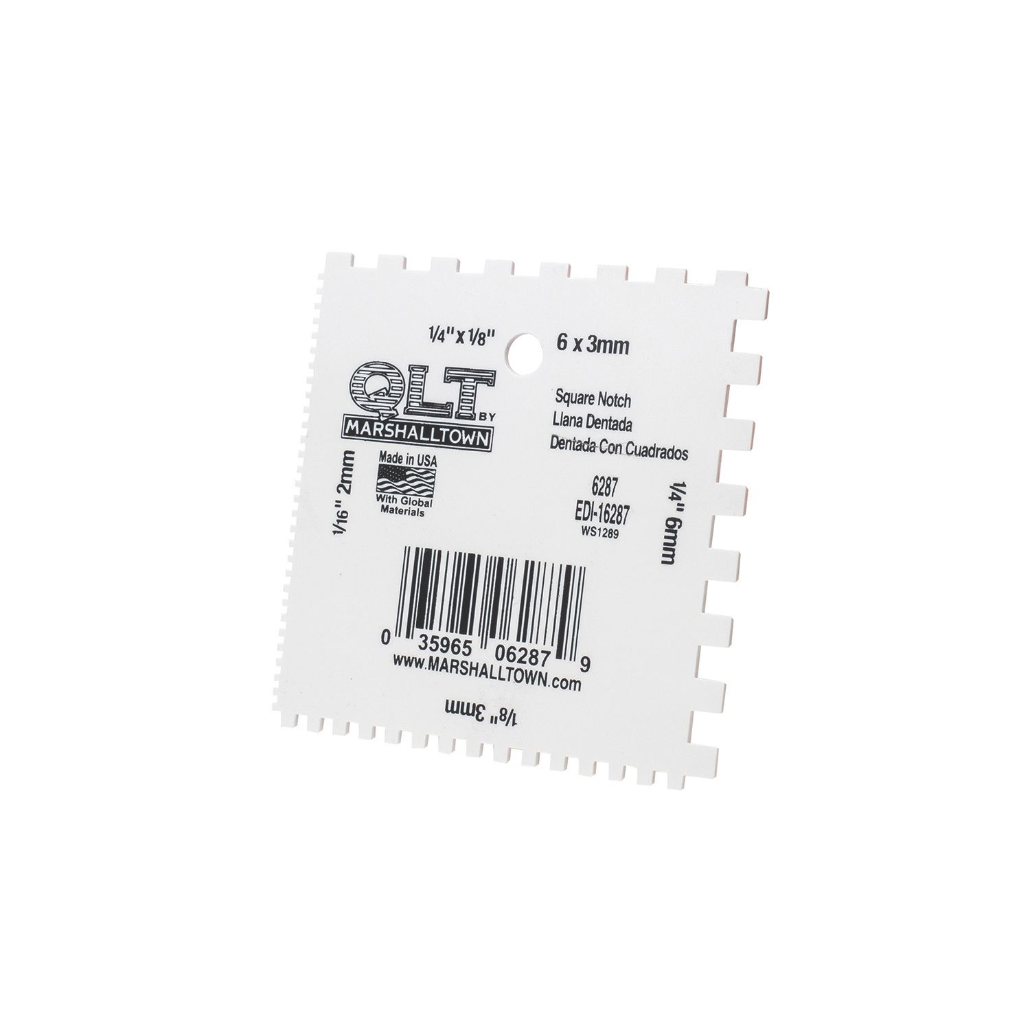Marshalltown QLT 2, 3, 6 & 6 x 3mm Square Notch Tile Spreader 4" (830GL)