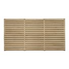 Forest  Double-Slatted  Fence Panels Natural Timber 6' x 3' Pack of 3
