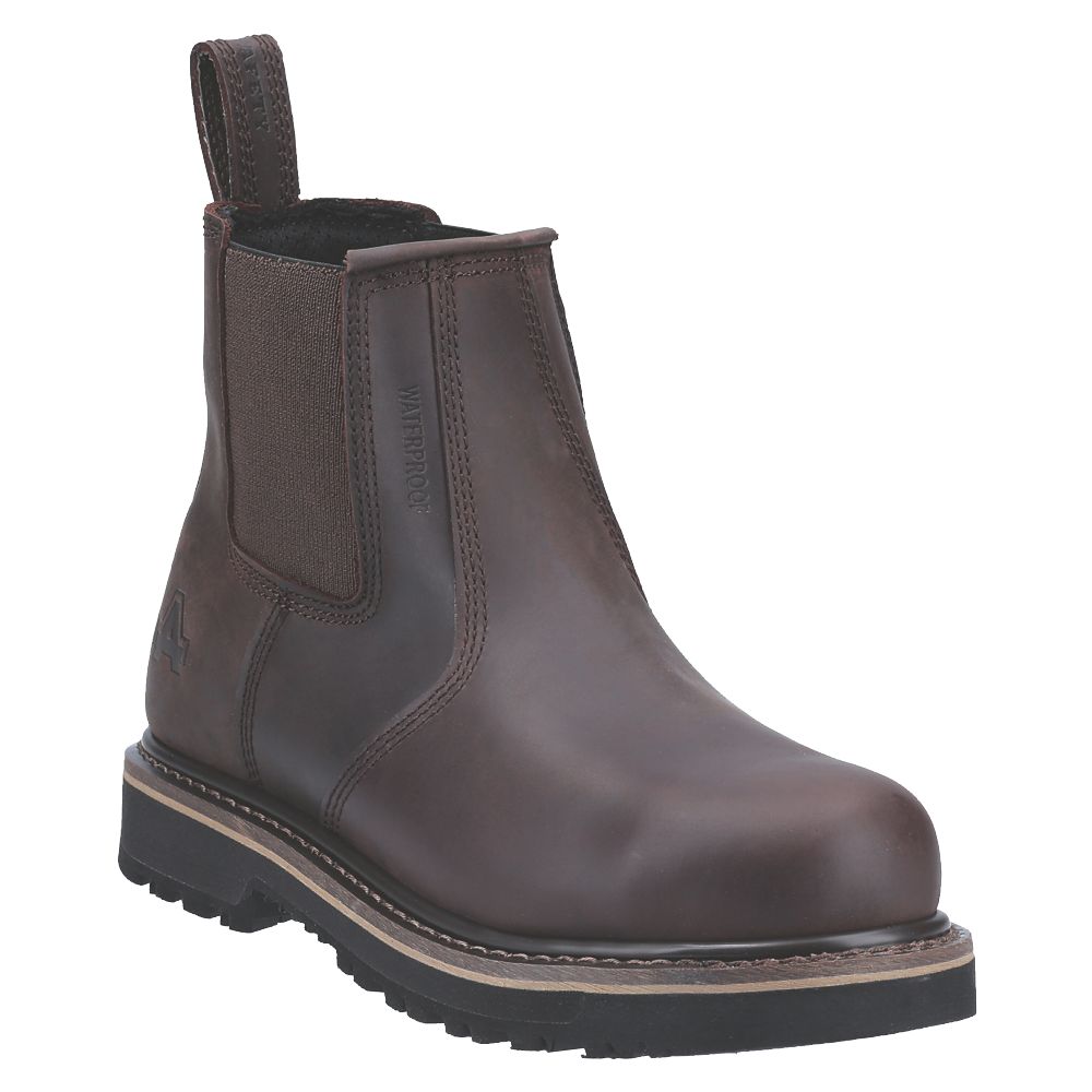 Amblers Men's AS231 Dealer Boot - Safety Steel Toe Chelsea Boot, Water Resistant Leather, Size 13 Brown