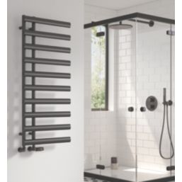 Reina 1140mm x 500mm 1095BTU Gunmetal Flat Designer Towel Radiator