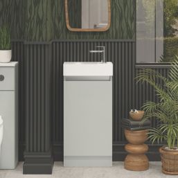 Newland  Single Door Floor Standing Vanity Unit with Basin Matt Pearl Grey 400mm x 220mm x 850mm