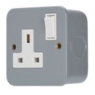 Contactum  13A 1-Gang DP Switched Metal Clad Socket  with White Inserts
