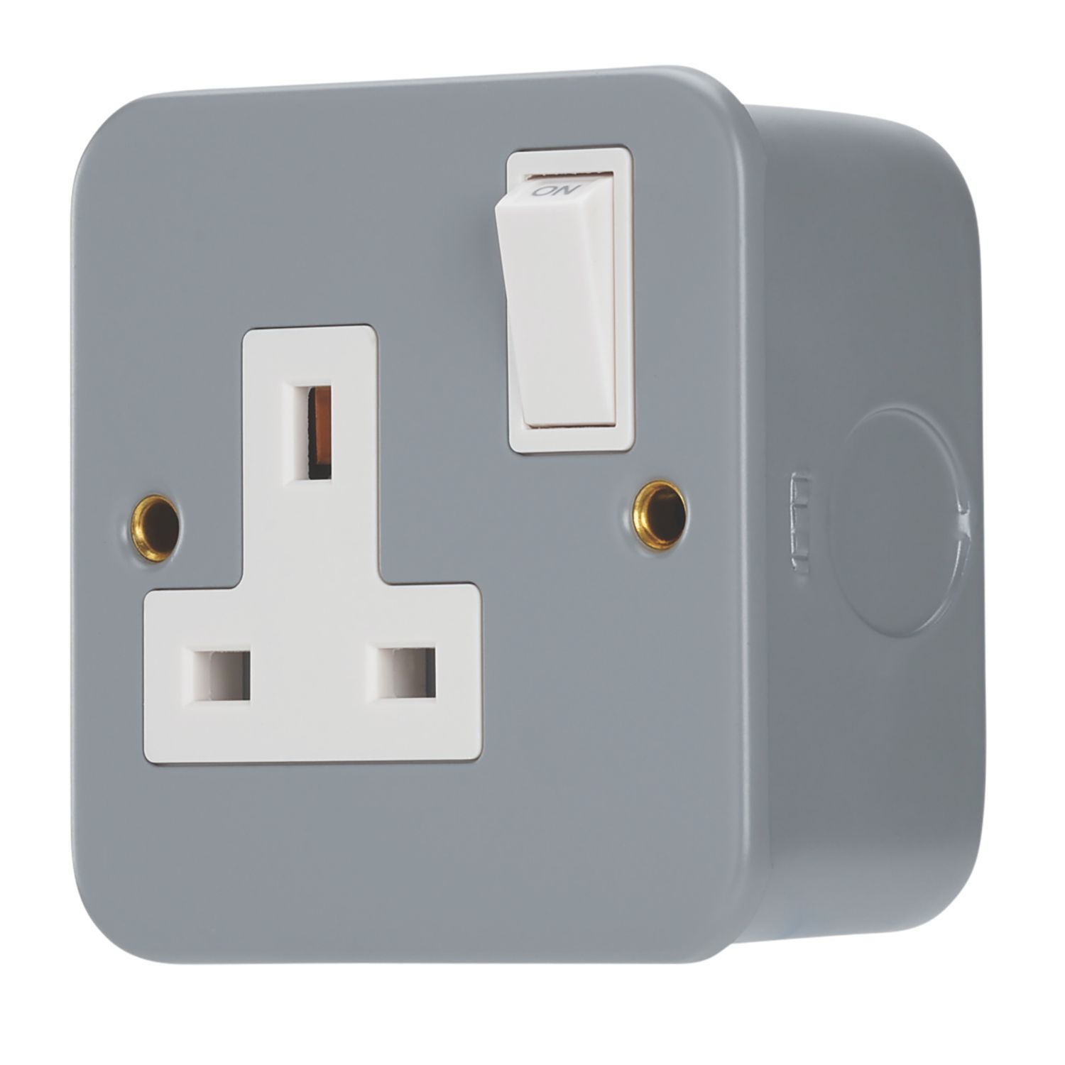 Contactum 13A 1-Gang DP Switched Metal Clad Socket with White Inserts (830RR)