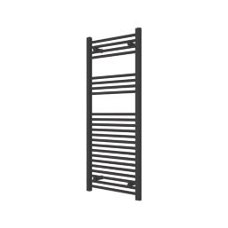 Flomasta 1200mm x 500mm 1815BTU Black Flat Towel Radiator Screwfix