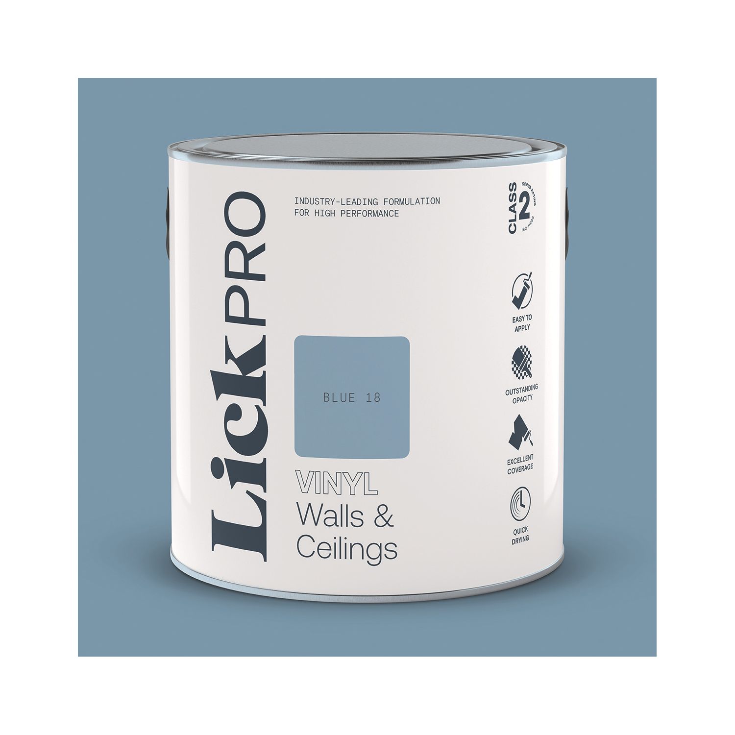 LickPro 2.5Ltr Blue 18 Vinyl Matt Emulsion Paint (830TM)
