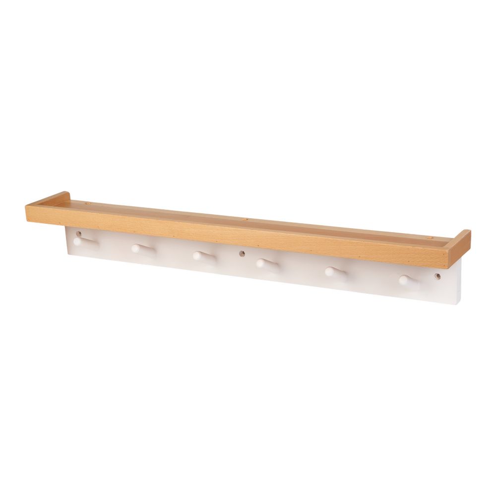 Essentials 6-Hook Rail Pine 630mm x 90mm - Screwfix