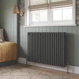 Flomasta 600mm x 1010mm 4366BTU Anthracite Horizontal 3 Column Radiator