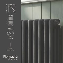 Flomasta 600mm x 1010mm 4366BTU Anthracite Horizontal 3 Column Radiator