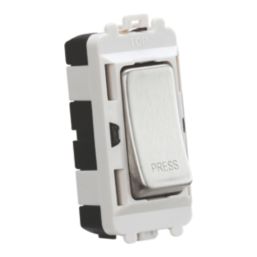 Knightsbridge  20AX 2-Way Grid Retractive Switch Module 'Press' Brushed Chrome
