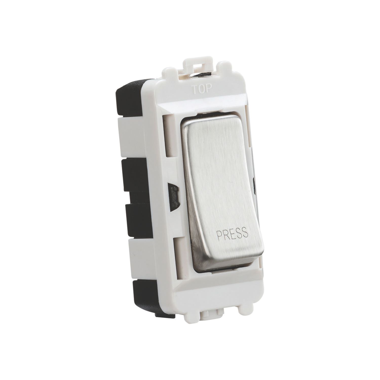Knightsbridge 20AX 2-Way Grid Retractive Switch Module 'Press' Brushed Chrome (831CR)