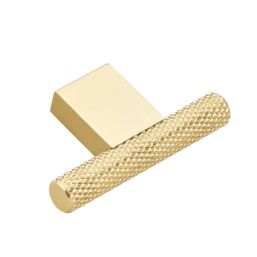 Elite Knobs & Handles Kensington Knurled T-Knob Brushed Brass 60mm