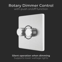 British General Evolve 2-Gang 2-Way LED Dimmer Switch  Brushed Steel with White Inserts