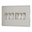 Contactum Lyric 10AX 6-Gang 2-Way Light Switch  Brushed Steel with White Inserts