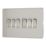 Contactum Lyric 10AX 6-Gang 2-Way Light Switch  Brushed Steel with White Inserts