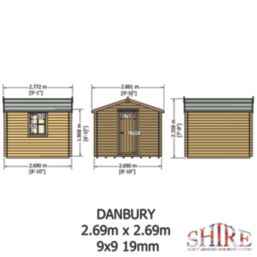 Shire Danbury 9' x 9' (Nominal) Apex Timber Log Cabin