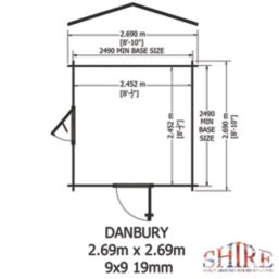 Shire Danbury 9' x 9' (Nominal) Apex Timber Log Cabin