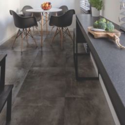 Kraus Stanhope Grey Tile-Effect LVT  Flooring 2.23m²