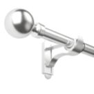 Rothley Brushed Stainless Steel Extendable Curtain Pole w/ Orb Finials 28mm x 165-300cm