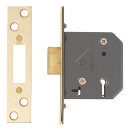Yale  5 Lever Polished Brass Mortice Deadlock 64mm Case - 45mm Backset