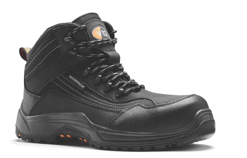 V12 Footwear Caiman Size 10.5 Black Waterproof Safety Boots - Screwfix