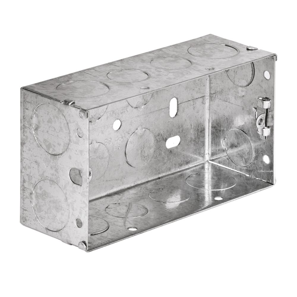Tower 2-Gang Galvanised Steel Knockout Back Box 47mm - Screwfix