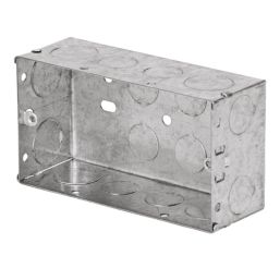 Tower  2-Gang Galvanised Steel  Knockout Back Box 47mm