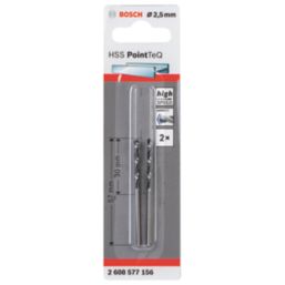 Bosch PointTeQ Straight Shank Metal Drill Bits 2.5mm x 57mm 2 Pack