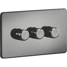 Knightsbridge  3-Gang 2-Way LED Intelligent Dimmer Switch  Black Nickel