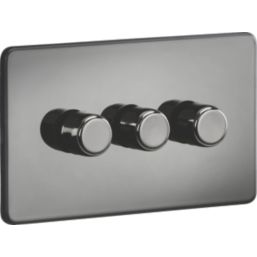 Knightsbridge  3-Gang 2-Way LED Intelligent Dimmer Switch  Black Nickel