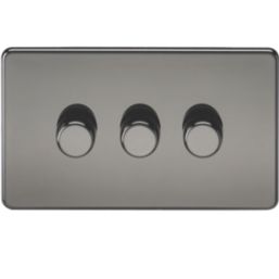 Knightsbridge  3-Gang 2-Way LED Intelligent Dimmer Switch  Black Nickel
