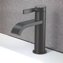 Swirl Ayre Matt Black 165mm Standard Lever Mono Basin Mixer Tap  With Clicker Waste