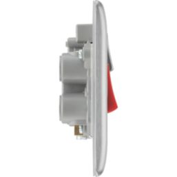 British General Nexus Metal 45A 1-Gang DP Cooker Switch & 13A DP Switched Socket Brushed Steel with LED with White Inserts
