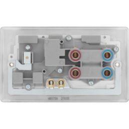 British General Nexus Metal 45A 1-Gang DP Cooker Switch & 13A DP Switched Socket Brushed Steel with LED with White Inserts
