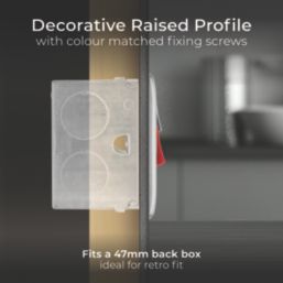 British General Nexus Metal 45A 1-Gang DP Cooker Switch & 13A DP Switched Socket Brushed Steel with LED with White Inserts