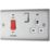 British General Nexus Metal 45A 1-Gang DP Cooker Switch & 13A DP Switched Socket Brushed Steel with LED with White Inserts