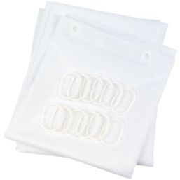 Essentials Shower Curtain & Rings White 1800mm x 1800mm