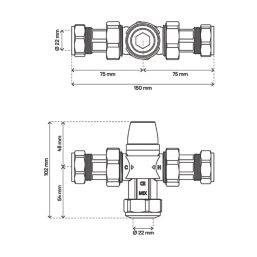Flomasta  Thermostatic Mixing Valve 22mm