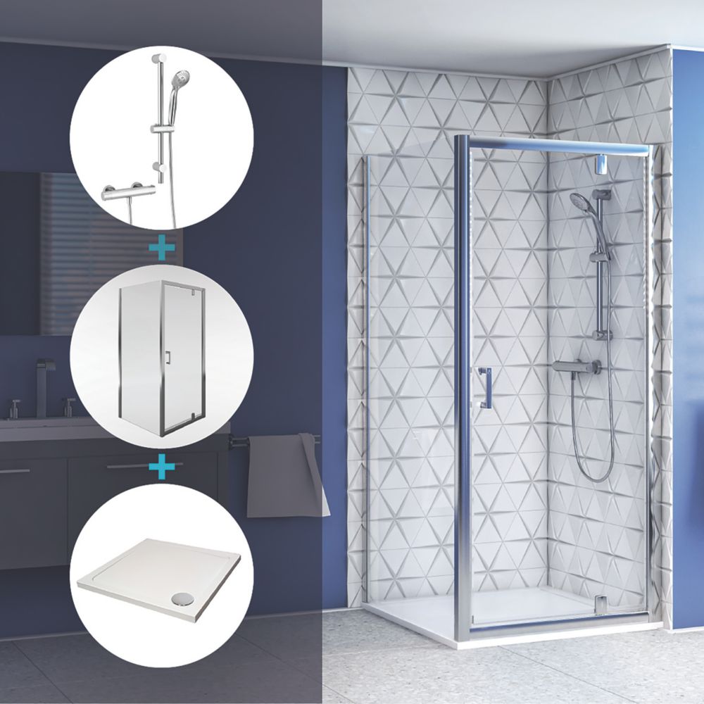 Aqualux Shine 6 Shower Enclosure with Tray & Thermostatic Mixer Shower