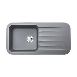 Abode Dune 1 Bowl Granite Composite Kitchen Sink Grey Metallic Reversible 1000mm x 500mm