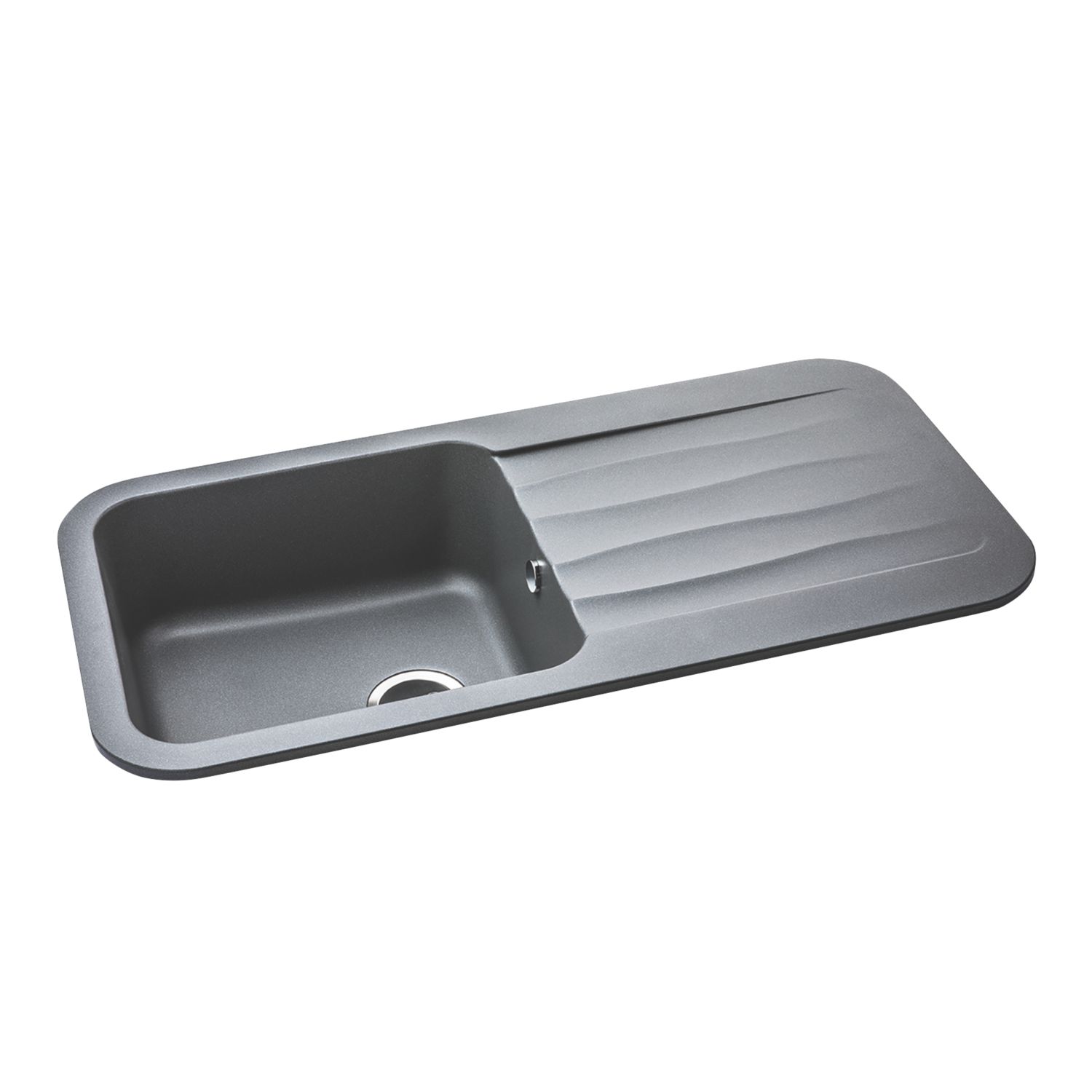 Abode Dune 1 Bowl Granite Composite Kitchen Sink Grey Metallic Reversible 1000mm x 500mm (833RK)