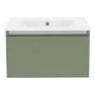 Newland  Single Drawer Wall-Mounted Vanity Unit with Basin Matt Sage Green 600mm x 450mm x 370mm