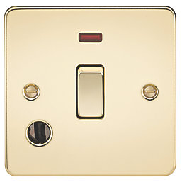 Knightsbridge  20A 1-Gang DP Control Switch & Flex Outlet Polished Brass with LED