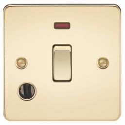 Knightsbridge FP8341FPB 20A 1-Gang DP Control Switch & Flex Outlet Polished Brass with LED