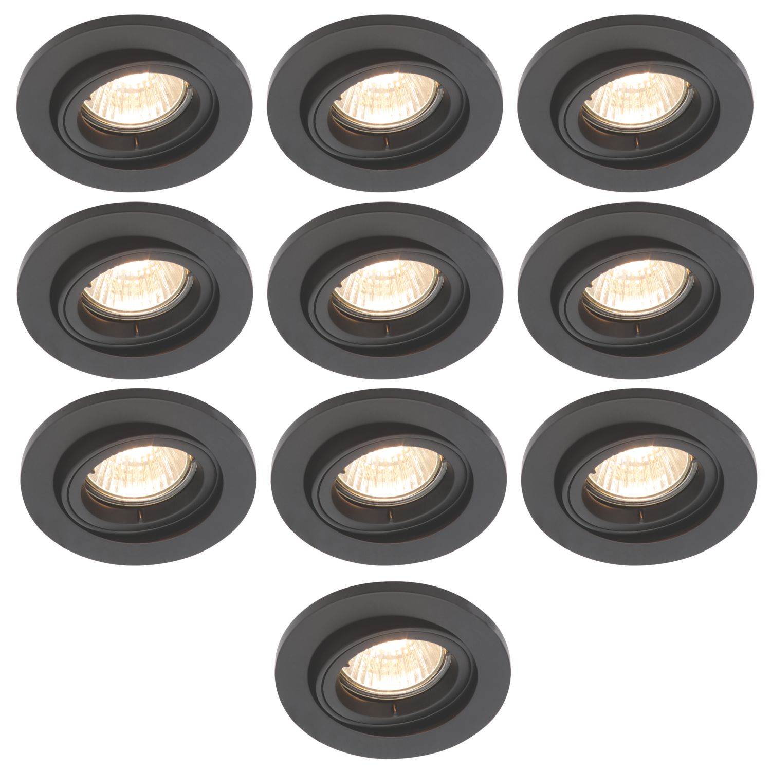Electralite Yate Adjustable Fire Rated Downlights Black 10 Pack (833VJ)