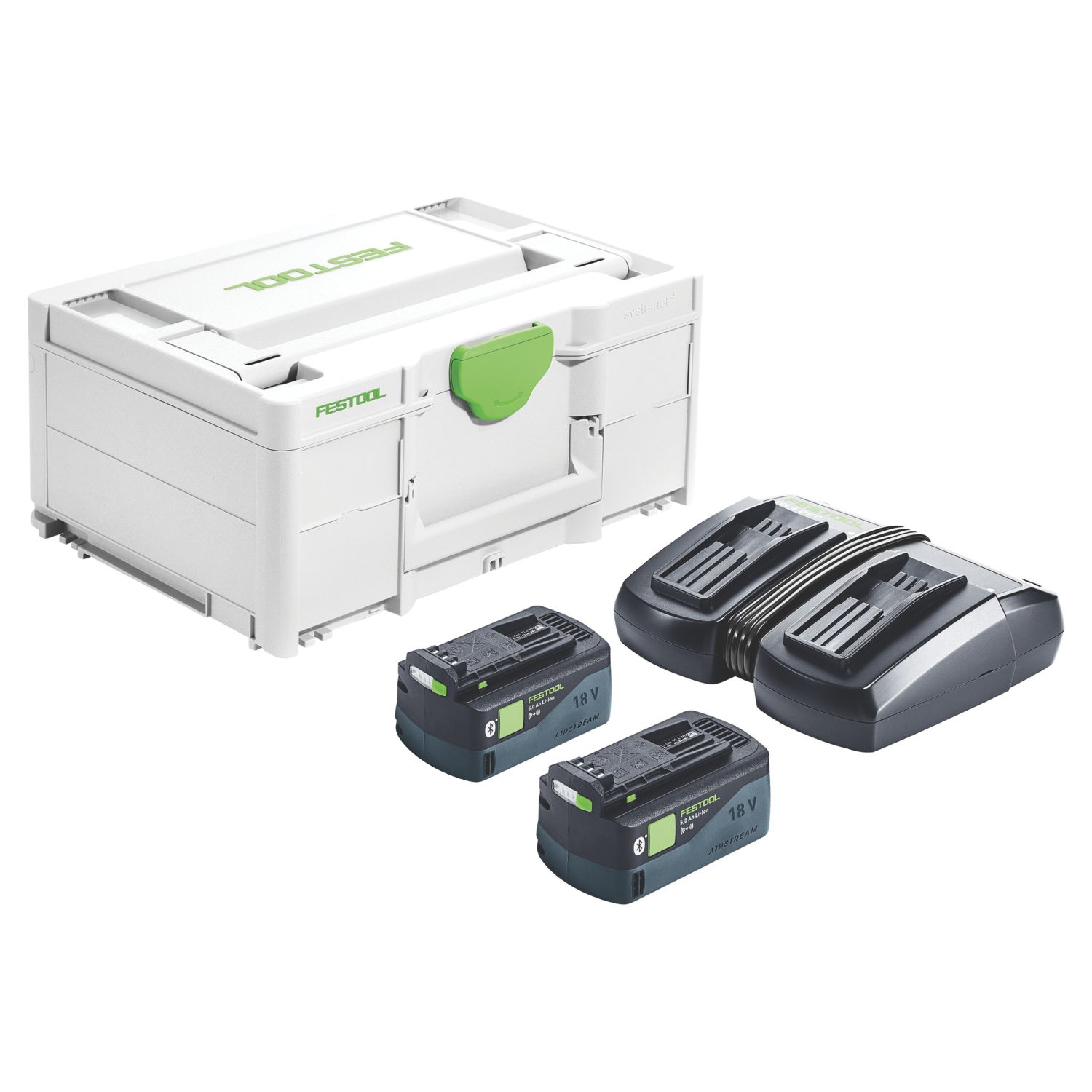 Festool 577708 18V 5.0Ah Li-Ion Airstream & Bluetooth Batteries & Charger 3 Piece Set (833VT)