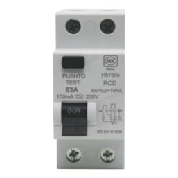 MK Sentry H5760S 63A 100mA 2-Pole A Curve  RCD