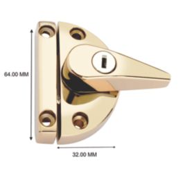 Smith & Locke Sash Window Fastener Polished Brass 64mm x 32mm