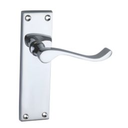 Smith & Locke  Fire Rated Latch Door Handles Pair Polished Chrome