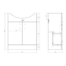 Idaho 2-Door Bathroom Vanity Unit with Ceramic Basin  Gloss White 655mm x 435mm x 855mm