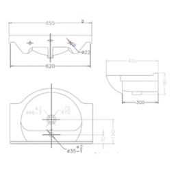 Idaho 2-Door Bathroom Vanity Unit with Ceramic Basin  Gloss White 655mm x 435mm x 855mm